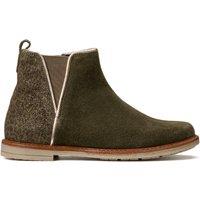 Kids Suede Ankle Boots with Leopard Print Detail