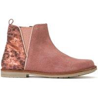 Kids Leather Ankle Boots with Leopard Print Detail and Zip Fastening