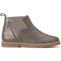 Kids Leather Ankle Boots with Star Detail and Zip Fastening