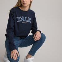 Logo Print Cotton T-Shirt with Long Sleeves