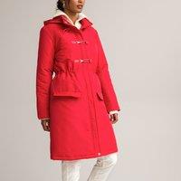 Recycled Mid-Length Parka with Hood and Zip Fastening