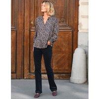 Floral Crew Neck Blouse with Long Sleeves