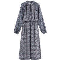 Recycled Floral Ruffle Dress with High Neck