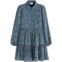 Recycled Tiered Mini Dress in Floral Print with Puff Sleeves