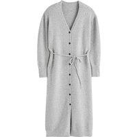 Recycled Buttoned Jumper Dress with V-Neck
