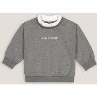 Cotton Mix Sweatshirt with 2-in-1 Embroidered Ruffled Collar