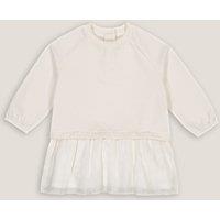 Cotton Mix Overlay Dress with Long Sleeves