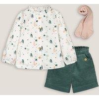 Blouse, Shorts and Tights Outfit in Cotton