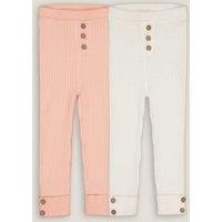 Pack of 2 Leggings in Ribbed Cotton Mix