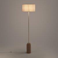 Idna Oak, Metal & Linen Floor Lamp