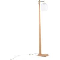 Navida Metal, Oak & Frosted Glass Floor Lamp