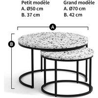 Set of 2 Herv Terrazzo and Metal Round Nesting Tables