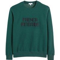 Embroidered Slogan Sweatshirt in Cotton Mix with Crew Neck