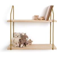 Vinto L65cm Double Pine & Metal Wall Shelf