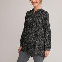 Floral Cotton Mix Tunic with Long Sleeves