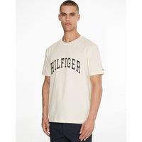 Hilfiger Arch Cotton T-Shirt with Embroidered Logo and Crew Neck