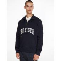 Hilfiger Arch Cotton Hoodie with Embroidered Logo and Half Zip