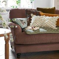 Nida Floral Striped Cotton and Linen Rectangular Cushion Cover
