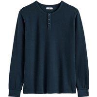 Cotton Grandad Collar T-Shirt with Long Sleeves