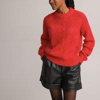 Alpaca Mix Jumper in Cable Knit with Crew Neck