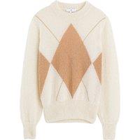 Argyle Check Jumper in Mohair Mix with Crew Neck, Made in Europe