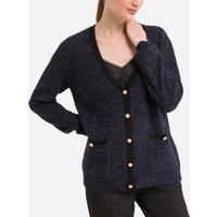 Chunky Stranded Knit Cardigan with Buttons