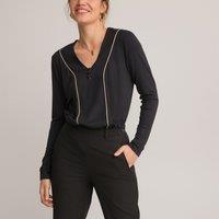 V-Neck T-Shirt with Long Sleeves