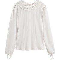 Ruffle Collar T-Shirt in Cotton Mix with Long Sleeves