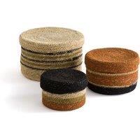 Set of 3 Saski Straw Baskets with Lids