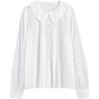 Organic Cotton Blouse with Ruffled Peter Pan Collar