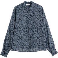 Ruffled High Neck Blouse with Long Sleeves