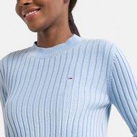 Embroidered Logo Cropped T-Shirt in Ribbed Cotton with Long Sleeves