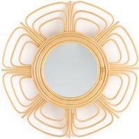 Tadako 60cm Diameter Round Floral Rattan Mirror