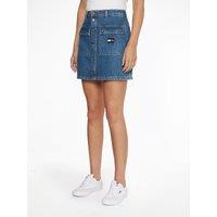 Denim Mini Skirt with Embroidered Badge Logo