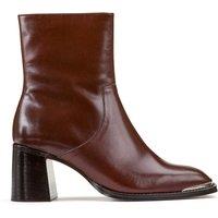 Leather Ankle Boots with Block Heel