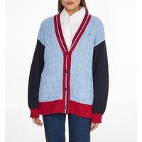 Cotton Cable Knit Cardigan with Button Fastening