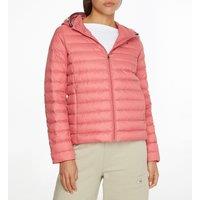 Short Hooded Padded Jacket with Zip Fastening