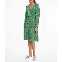 Printed Wrapover Dress with Long Sleeves