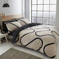 Linear Curve Geometric Cotton Mix Duvet Cover and Pillowcase Set