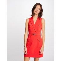 Belted Mini Dress in Cotton Mix with Tailored Collar