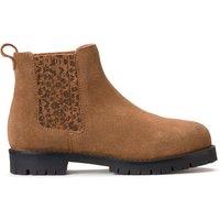Kids Leopard Detail Ankle Boots in Suede