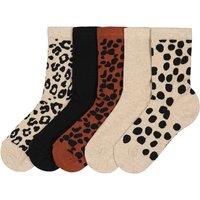 Pack of 5 Pairs of Crew Socks in Animal Print and Cotton Mix