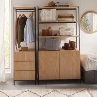 Signatures Lodge Oak Veneer and Metal Wardrobe Module with 3 Shelves and 2 Cupboards