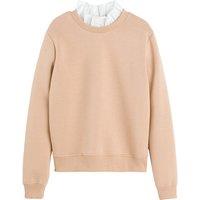 2-in-1 Sweatshirt in Cotton Mix with Ruffled Shirt Collar