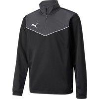 Logo Print T-Shirt with Half Zip and Long Sleeves