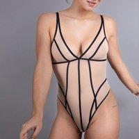 Recycled/Organic Cotton Thong Bodysuit with Plunge Neck