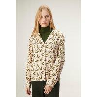 Leaf Print V-Neck Blouse