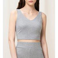 Recycled Thermal Crop Top in Ribbed Fabric