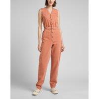 Cotton Mix Sleeveless Jumpsuit with Buttons