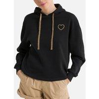 Embroidered Heart Hoodie in Cotton Mix